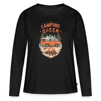 Camping Queen - T-shirt manches longues Premium bio Femme - noir - Devant - Julia (174cm)