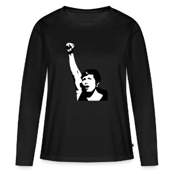 féminisme - T-shirt manches longues Premium bio Femme - noir - Devant - Julia (174cm)
