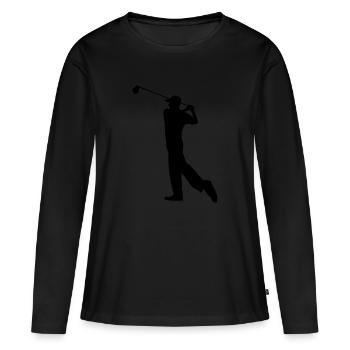 Ball Golf - Golf - T-shirt manches longues Premium bio Femme - noir - Devant - Julia (174cm)