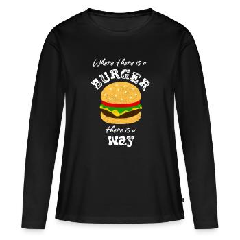 Hamburger à hamburger - T-shirt manches longues Premium bio Femme - noir - Devant - Julia (174cm)