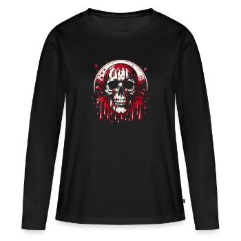 Éclipse pourpre - T-shirt manches longues Premium bio Femme - noir - Devant - Julia (174cm)