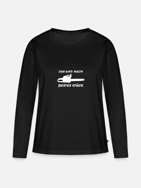 Ich und mein bestes Stück Kettensäge Lustig Natur - Ekologisk långärmad premium-T-shirt dam - svart