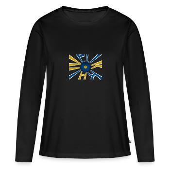 Drapeau de l’Ukraine Kiev - T-shirt manches longues Premium bio Femme - noir - Devant - Julia (174cm)