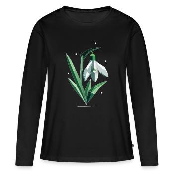 Delicate Polygonal Snowdrop Illustration - Women's Premium Organic Long Sleeve Shirt - black - Front - Julia (174cm)