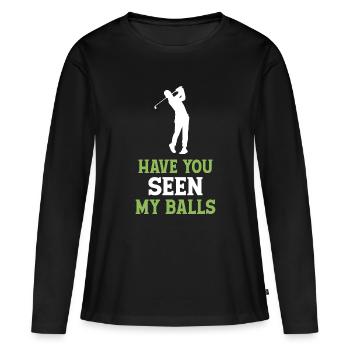 Golf - Avez-vous vu mes balles - T-shirt manches longues Premium bio Femme - noir - Devant - Julia (174cm)