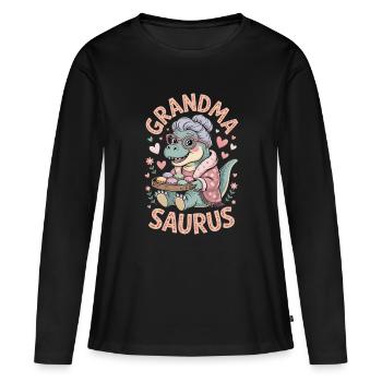 grand-mère saurus grand-mère - T-shirt manches longues Premium bio Femme - noir - Devant - Julia (174cm)