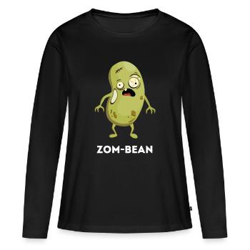 Zom-bean – Jeu de mots amusant sur le haricot zombie - T-shirt manches longues Premium bio Femme - noir - Devant - Julia (174cm)