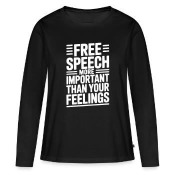 La liberté d’expression est plus importante que les sentiments - T-shirt manches longues Premium bio Femme - noir - Devant - Julia (174cm)