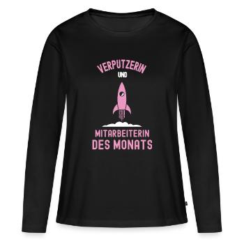 Meilleur plâtrier employé du mois Nettoyeur - T-shirt manches longues Premium bio Femme - noir - Devant - Julia (174cm)