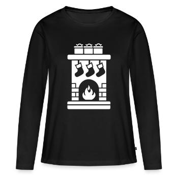 Chaussette de Noël avec cheminée - T-shirt manches longues Premium bio Femme - noir - Devant - Julia (174cm)