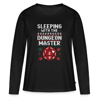 Sleeping with the DM - Funny D'n'D - T-shirt manches longues Premium bio Femme - noir - Devant - Julia (174cm)