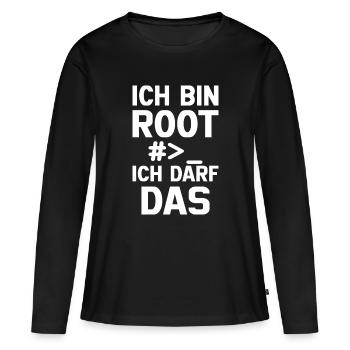 Je suis Root – Sans permission - T-shirt manches longues Premium bio Femme - noir - Devant - Julia (174cm)
