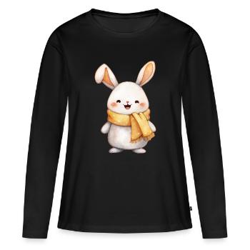 Lapin Bébé – Dessin Enfantin et Adorable - T-shirt manches longues Premium bio Femme - noir - Devant - Julia (174cm)