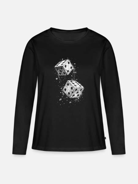 Würfel - Frauen Premium Bio Langarmshirt - Schwarz