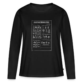 Conception des hiéroglyphes de l’Égypte ancienne - T-shirt manches longues Premium bio Femme - noir - Devant - Julia (174cm)