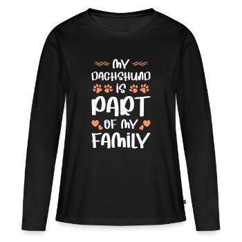 Mein Dackel ist Teil meiner Familie - Frauen Premium Bio Langarmshirt - Schwarz - Vorne - Julia (174cm)