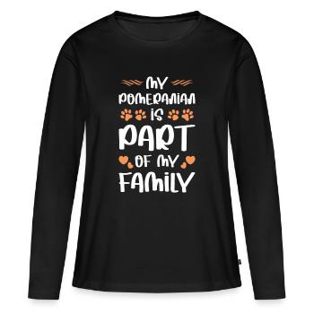 Mein Pomeranian ist Teil der Familie - Frauen Premium Bio Langarmshirt - Schwarz - Vorne - Julia (174cm)