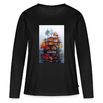 PAS BESOIN D’ADRESSE - Villa moderne de l’île d’automne - T-shirt manches longues Premium bio Femme - noir - Devant - Julia (174cm)
