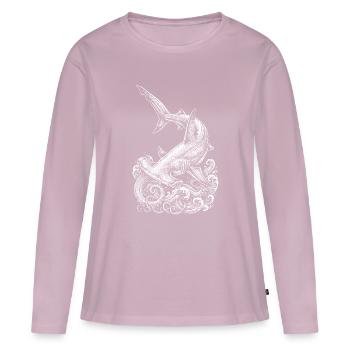 Conception du requin-marteau - T-shirt manches longues Premium bio Femme - rose poudré - Devant - Julia (174cm)