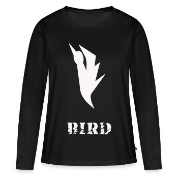 BIRD Original Offizielles Markenlogo T-Shirt - Frauen Premium Bio Langarmshirt - Schwarz - Vorne - Julia (174cm)