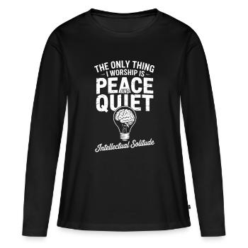 Lampe de l’Esprit Paix et Silence - T-shirt manches longues Premium bio Femme - noir - Devant - Julia (174cm)
