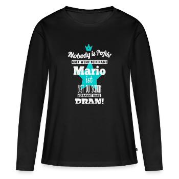 Nom des hommes de Mario cadeaux cool prénoms - T-shirt manches longues Premium bio Femme - noir - Devant - Julia (174cm)