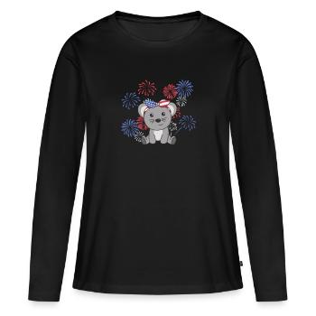 4 juillet American Mouse for Kids USA Mouse - T-shirt manches longues Premium bio Femme - noir - Devant - Julia (174cm)
