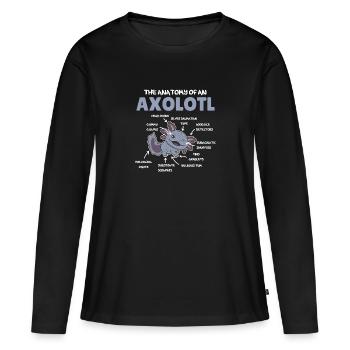 Axolotl Explication Anatomie d’un Axolotl - T-shirt manches longues Premium bio Femme - noir - Devant - Julia (174cm)