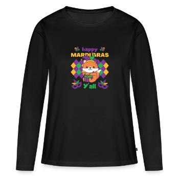 Fasching Fuchs mit Trommel Faschings Kostüm - Frauen Premium Bio Langarmshirt - Schwarz - Vorne - Julia (174cm)