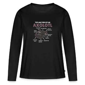 Axolotl Explication Anatomie d’un Axolotl - T-shirt manches longues Premium bio Femme - noir - Devant - Julia (174cm)