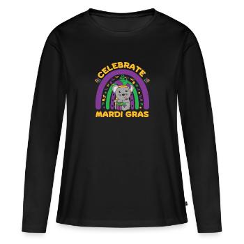 Fasching Maus mit Trommel Faschings Kostüm - Frauen Premium Bio Langarmshirt - Schwarz - Vorne - Julia (174cm)