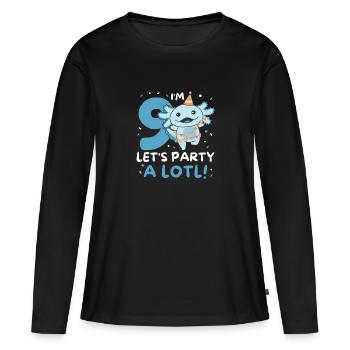 9. Geburtstag Axolotl neun Jahr alt süß Axolotls - Frauen Premium Bio Langarmshirt - Schwarz - Vorne - Julia (174cm)