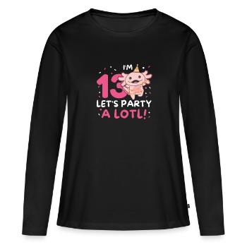 13e anniversaire Axolotl Treize ans Sweet Axolotls - T-shirt manches longues Premium bio Femme - noir - Devant - Julia (174cm)