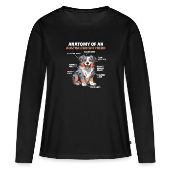 Explication du chien Anatomie d’un berger australien - T-shirt manches longues Premium bio Femme - noir - Devant - Julia (174cm)