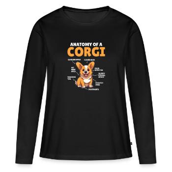 Explication du chien Anatomie d’un Corgi - T-shirt manches longues Premium bio Femme - noir - Devant - Julia (174cm)