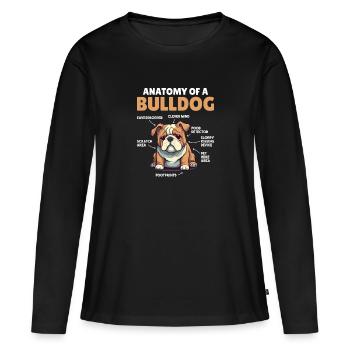 Explication du chien Anatomie d’un bouledogue - T-shirt manches longues Premium bio Femme - noir - Devant - Julia (174cm)
