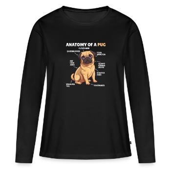 Explication du chien Anatomie d’un carlin - T-shirt manches longues Premium bio Femme - noir - Devant - Julia (174cm)