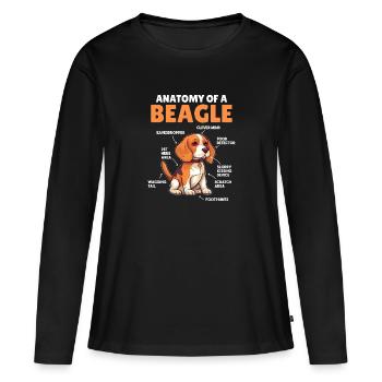 Explication du chien Anatomie d’un beagle - T-shirt manches longues Premium bio Femme - noir - Devant - Julia (174cm)