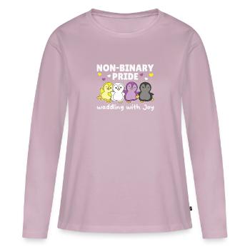 Nonbinary Penguin Flag Pride LGBTQ Cute Penguins - Women's Premium Organic Long Sleeve Shirt - dusky pink - Front - Julia (174cm)