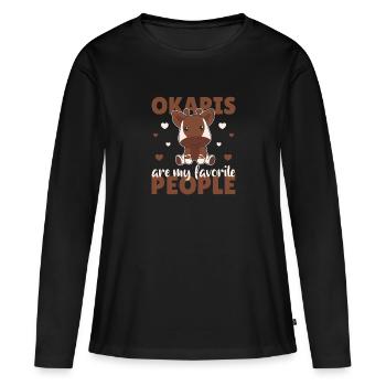 Okapis are my dearest people - sweet okapi - Women's Premium Organic Long Sleeve Shirt - black - Front - Julia (174cm)