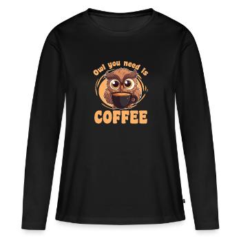 Eulen Wortspiel für Kaffeetrinker - Kaffee Eulen - Frauen Premium Bio Langarmshirt - Schwarz - Vorne - Julia (174cm)
