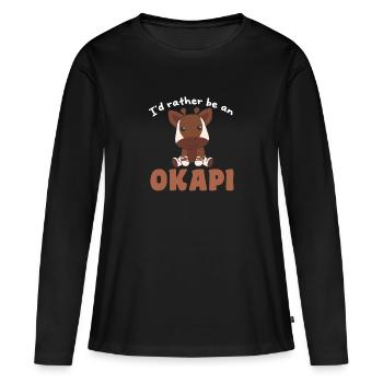 I'd rather be an okapi - sweet okapi - Women's Premium Organic Long Sleeve Shirt - black - Front - Julia (174cm)