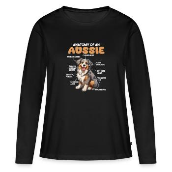 Explication du chien Anatomie d’un berger australien - T-shirt manches longues Premium bio Femme - noir - Devant - Julia (174cm)