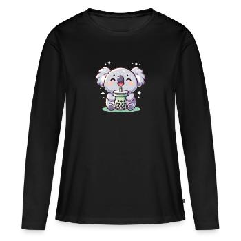 Kawaii Koalas Bubble Tea Boba Koala - Frauen Premium Bio Langarmshirt - Schwarz - Vorne - Julia (174cm)