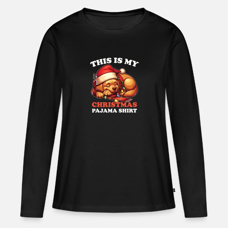 Labrador Weihnachts Schlafanzug Hunde - Frauen Premium Bio Langarmshirt - Schwarz