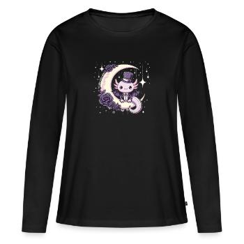 Kawaii gothique Axolotl couleurs Pastel gothique gothique - T-shirt manches longues Premium bio Femme - noir - Devant - Julia (174cm)