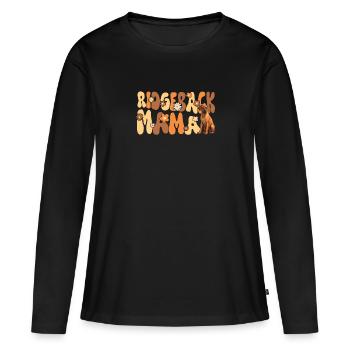 Rhodesian Ridgeback Groovy Ridgeback maman - T-shirt manches longues Premium bio Femme - noir - Devant - Julia (174cm)