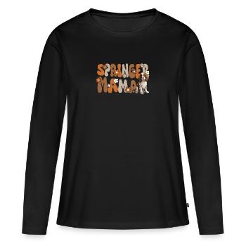Anglais Springer Épagneul Groovy Springer Maman - T-shirt manches longues Premium bio Femme - noir - Devant - Julia (174cm)