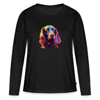 Wasserfarben Farbenfroher Field Spaniel - Frauen Premium Bio Langarmshirt - Schwarz - Vorne - Julia (174cm)