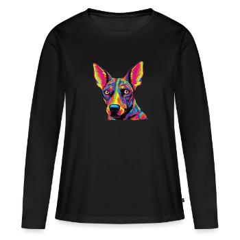 Aquarelle colorée Xoloitzcuintli - T-shirt manches longues Premium bio Femme - noir - Devant - Julia (174cm)